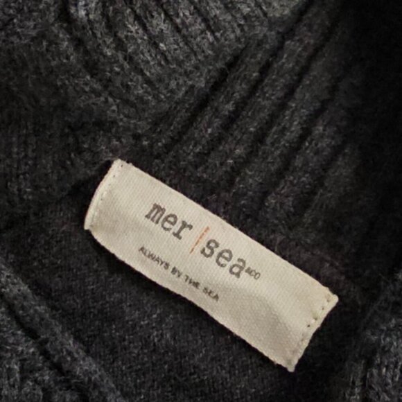 Mersea Womens Newport Turtleneck Poncho Sweater, Side Split, Ribbed, Drop Sleeve - Picture 6 of 9